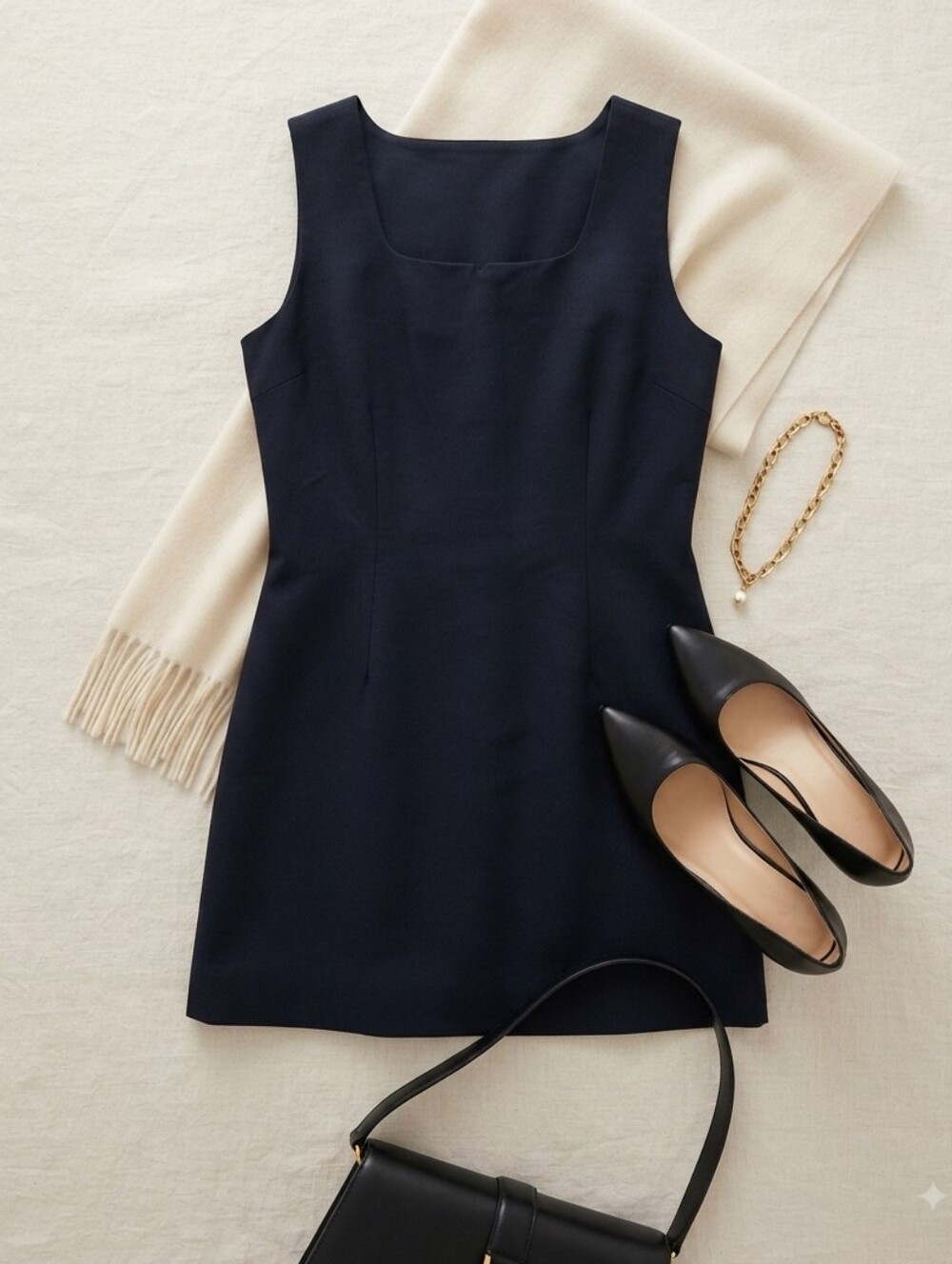 Isabella Bird Square Neck Little Black Dress